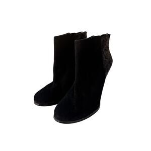 BCBG Ankle Boots Womens shoes Milan Black Suede Glitter Heeled‎ Booties 9B EUC